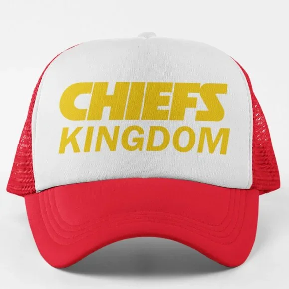 NEW Kansas City Chiefs Kingdom Wordmark Foam Trucker Mesh Snapback Hat 2TONE RED - Picture 1 of 3